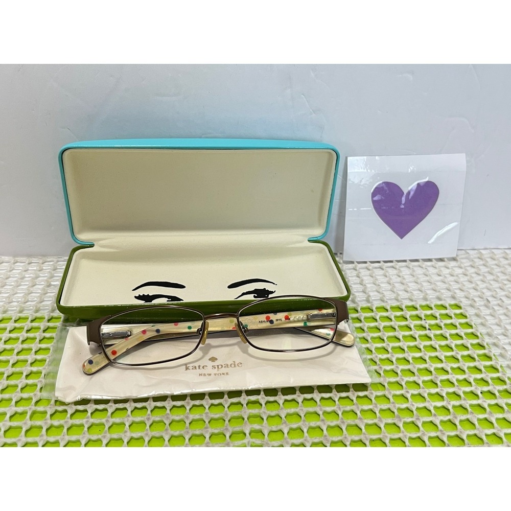 Kate Spade Ashland Offe‎ Brown Polka Dot Eyeglasses Frames 51-16-135 Light